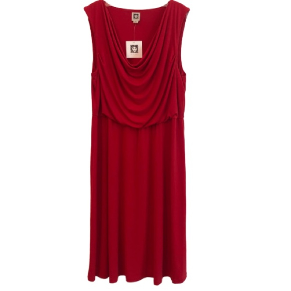 NEW Anne Klein Red Sleeveless Travel Jersey Dress XL